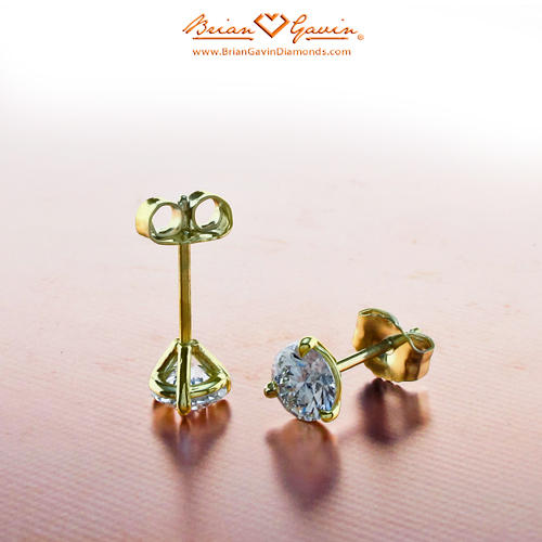14K Yellow Gold Martini Cocktail Earrings, Studs Diamond Earring, Buy