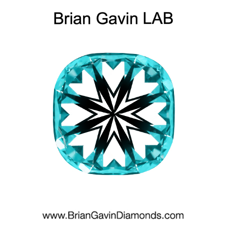 3.134 G VVS2 Brian Gavin Premium Lab Grown Cushion Diamond hearts