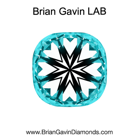 3.456 E VVS2 Brian Gavin Premium Lab Grown Cushion Diamond hearts