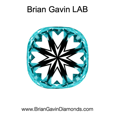 2.06 E VVS2 Brian Gavin Premium Lab Grown Cushion Diamond hearts